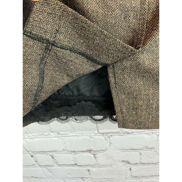 TRINA TURK wool blend herringbone black beige brown lined elegant skirt size 2 - Picture 5 of 8